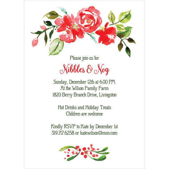 Watercolor Holiday Floral Invitations